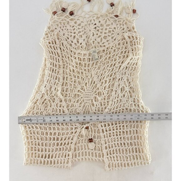 XXI Los Angeles Cream Ivory Crochet Cardigan Duster Size Small Boho Festival - Picture 9 of 12